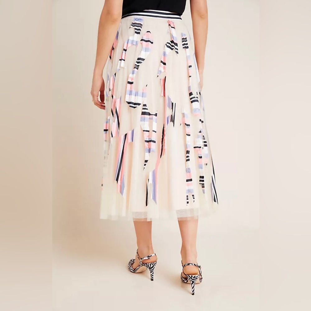 Anthropologie Mae Pale Pink Applique Tulle Skirt